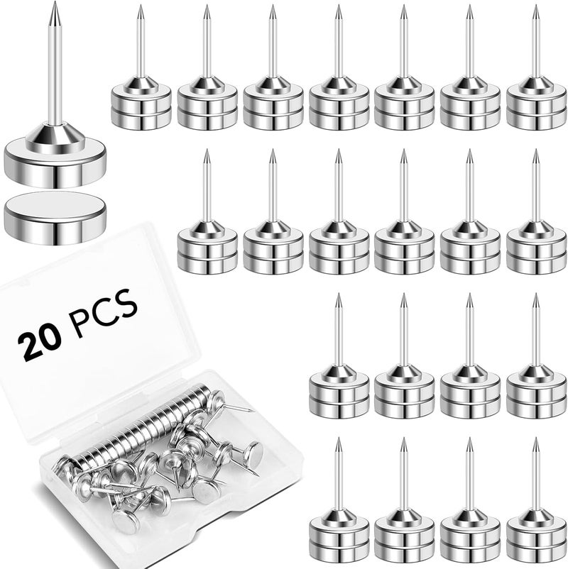 E BAVITE Magnetic Push Pins, 20 Sets Magnet Thumbtack for Wall Bulletin Board Strong Decorative Pushpins Clip for Map Picture Hanging Kit Poster Holder - Image 1